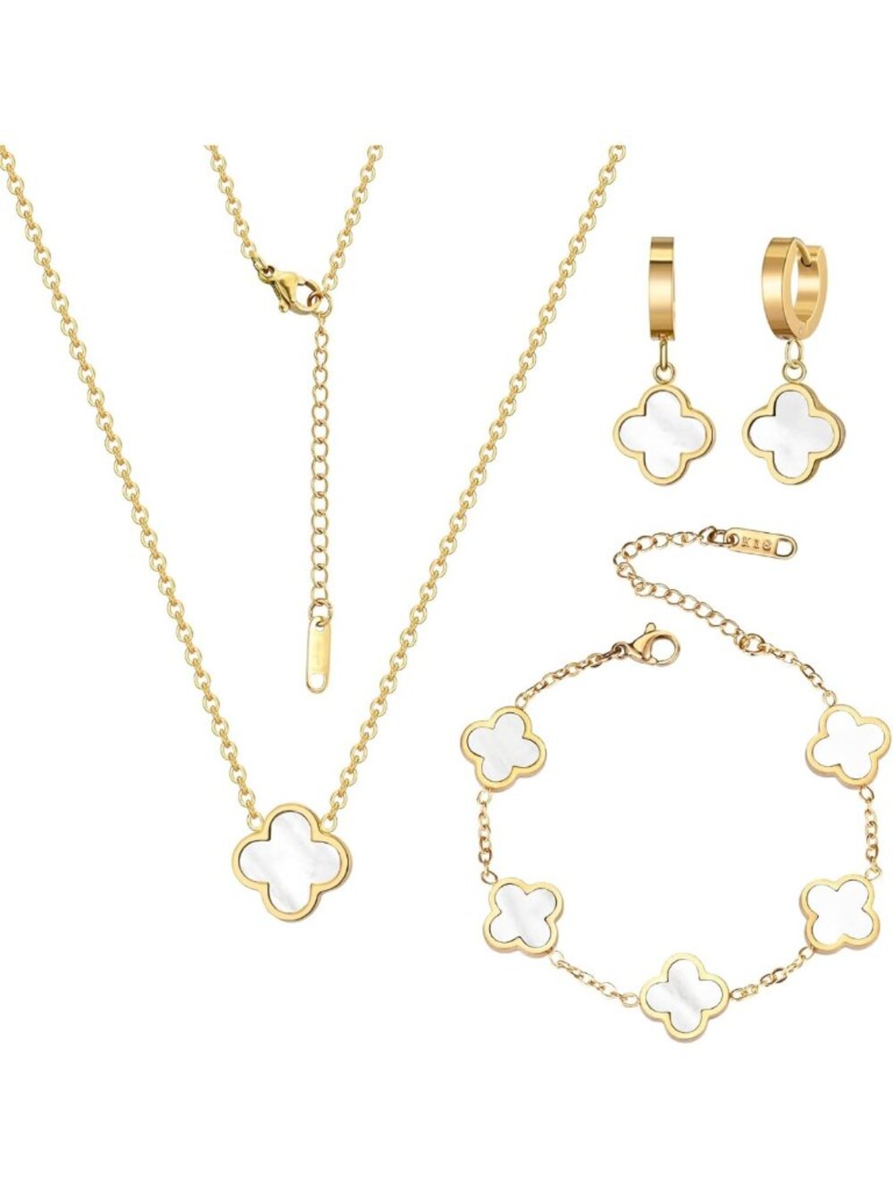 18K Gold Plated Lucky Clover Jewelry Set - Perfect Birthday Gift for Her